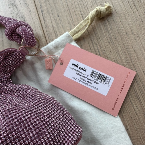 🆕 Cult Gaia Slouchy Pink Mini Crystal Embellished Shoulder Bag - Picture 5 of 17